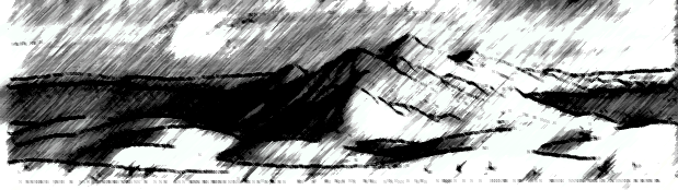 Sketch of Kanigaard Castle as seen through the Gates of Haelstrom by G. Carlson