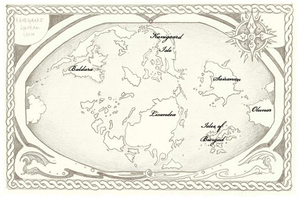 World Map of the Land of Kanigaard by G. Carlson